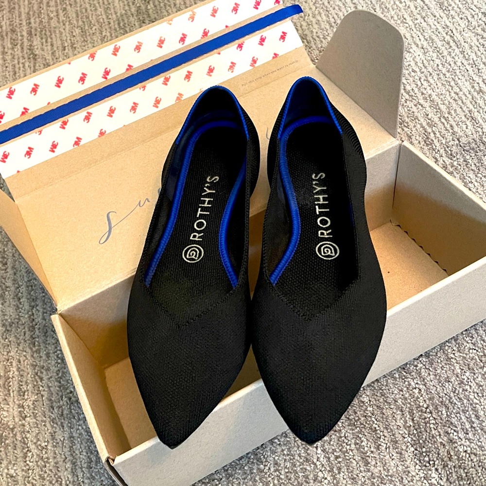 Rothy’s stylish and sustainable shoes. Women’s 8.5; washable.